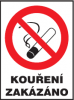 Kouření zakázáno - samolepka dle zákona 65/2017 Sb.